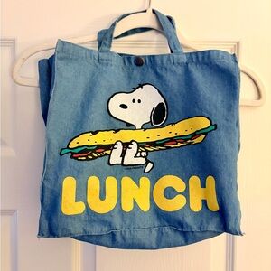 Denim Lunch Tote Bag with Snoopy & Sandwich